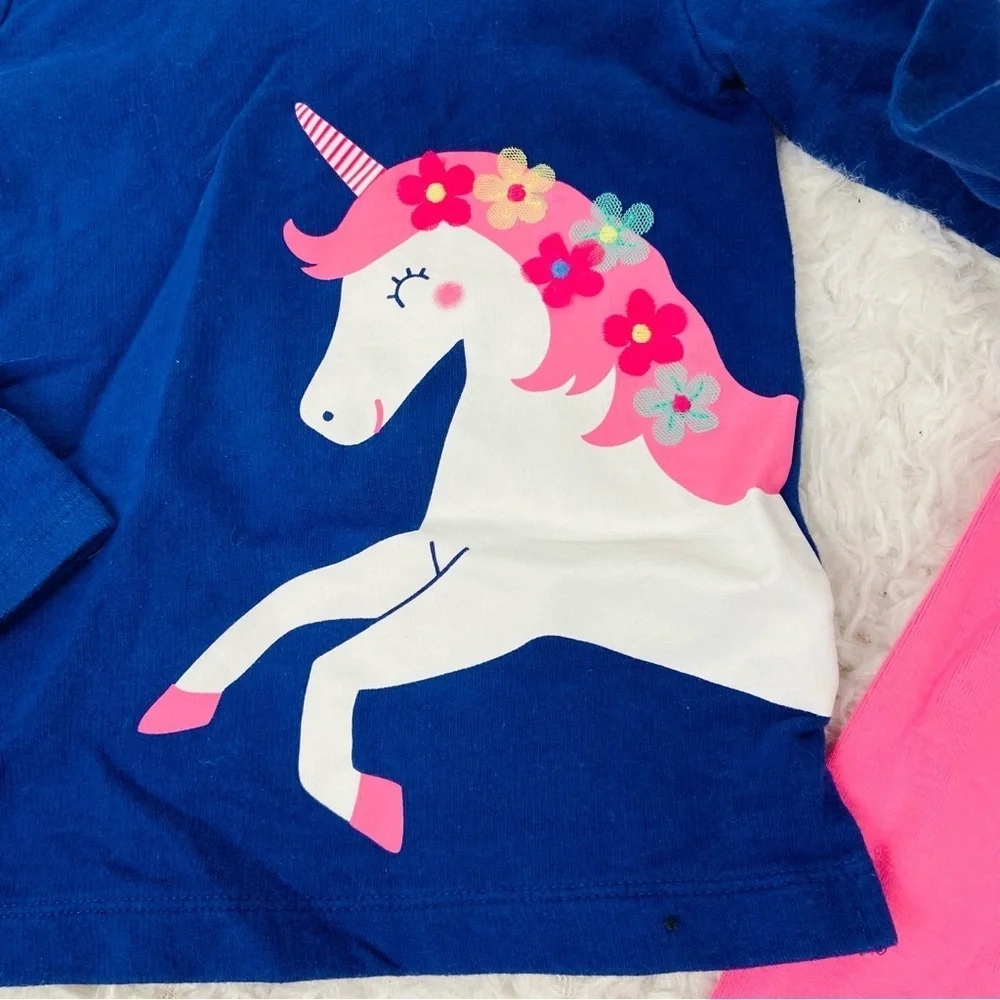 Carter's navy Blue Unicorn lightweight Hoodie with pink leggings size 3T - Picture 9 of 14
